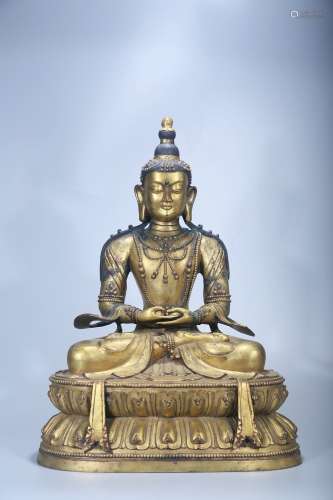 chinese gilt bronze bodhisattva statue,qing dynasty