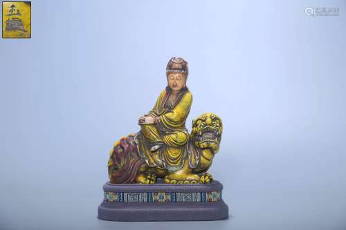 chinese polychrome soapstone guanyin statue