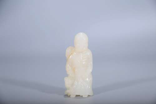 chinese hetian jade arhat statue,qing dynasty