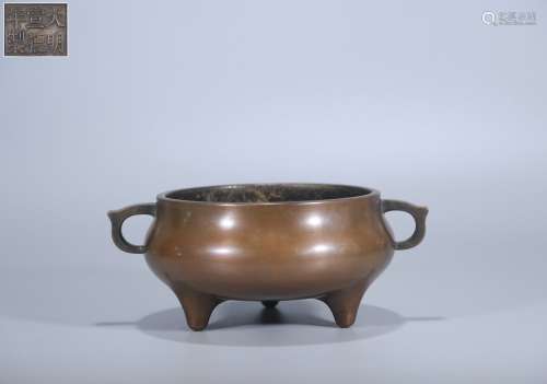 chinese bronze censer with daming xuande mark