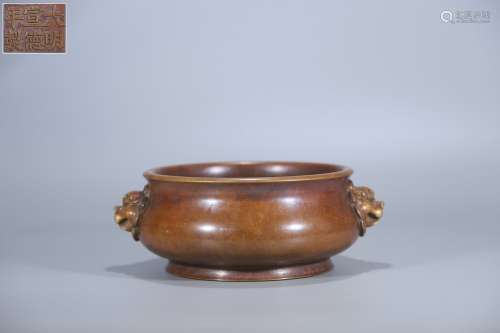 chinese bronze censer with daming xuande mark