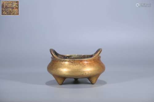 chinese gilt bronze censer with daming xuande mark