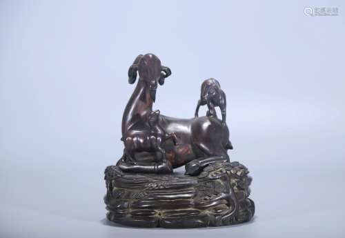 chinese rosewood carving of goat,qing dynasty