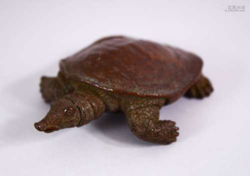 A JAPANESE BRONZE FIGURE OF A TORTOISE, The underside signed, 8.5cm.