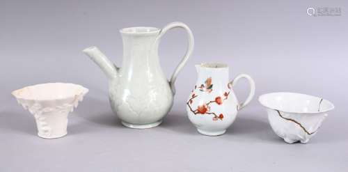 A MIXED LOT OF 18TH / 19TH CENTURY CHINESE ITEMS, comprising two bland de chine libation cups, one