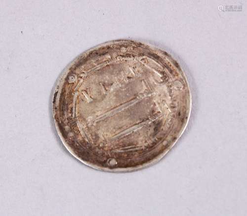 ISLAMIC SILVER COIN, ABBASID, AL-MANSUR, SILVER, DIRHAM, MINT AL MOHAMMEDIAH 145H, 2.9GR, 24MM.