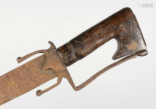 A 17TH/18TH CENTURY NORTH AFRICAN SWORD, probably Moroccan, with a straight single edged blade,