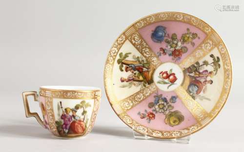 AN AUGUSTUS REX SMALL CUP AND SAUCER.