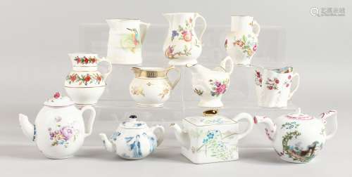 SEVEN ROYAL WORCESTER CREAM JUGS using past Royal Worcester patterns and four Victoria and Albert