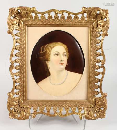 A GOOD KPM PORCELAIN OVAL PORTRAIT PLAQUE of the head and shoulders of a young lad. 11ins x 8ins