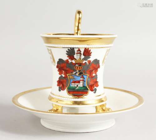 A BERLIN ARMORIAL CUP AND SAUCER.