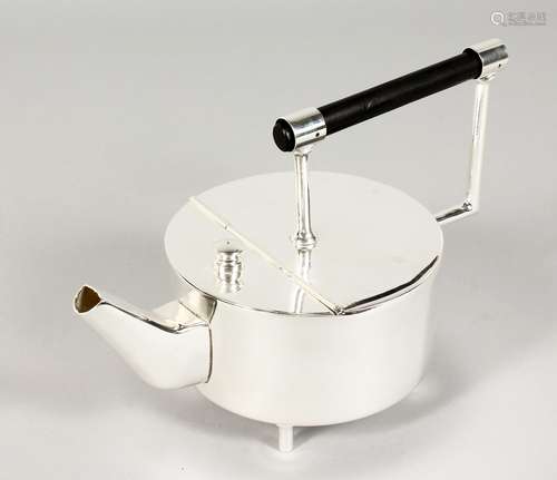 A CHRISTOPHER DRESSER DESIGN CIRCULAR TEAPOT.