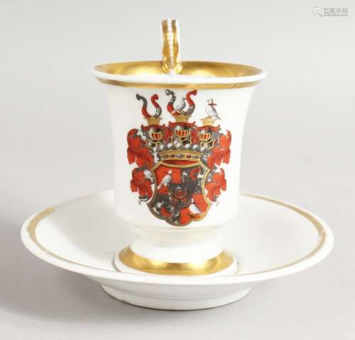 A BERLIN ARMORIAL CUP AND SAUCER.