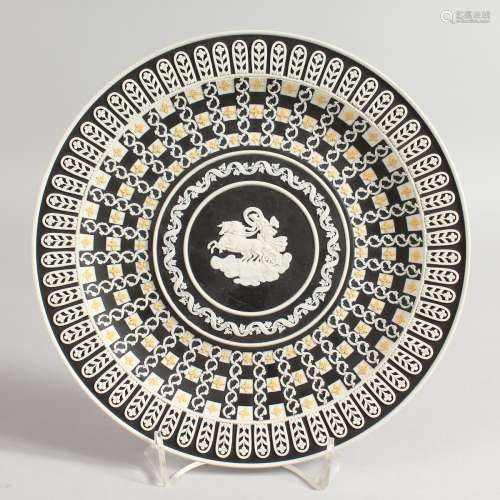 A WEDGWOOD MUSEUM SERIES CAMEO CIRCULAR PLATE AURORA modelled by William Hackwood. No. 136 of 600.