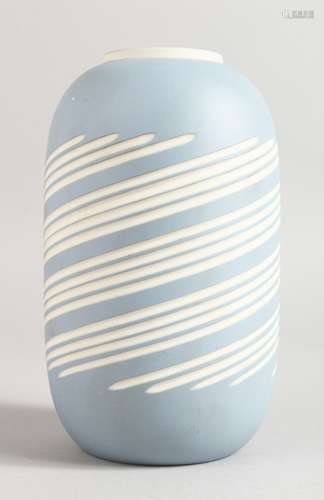 A WEDGWOOD ROBIN'S EGG COLOUR VASE. 6.5ins high.