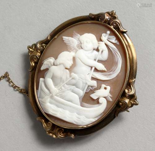 A VICTORIAN OVAL CAMEO BROOCH.