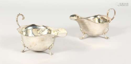 TWO SILVER SAUCEBOATS. Chester and Birmingham hallmarks.