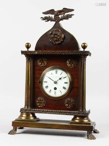 A CHARLES FRODSHAM OF LONDON, No. 20652, MANTLE CLOCK, in a mahogany case with brass motif and