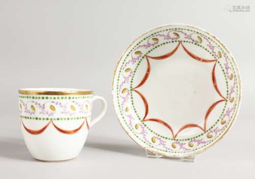 A DRESDEN CUP AND SAUCER.