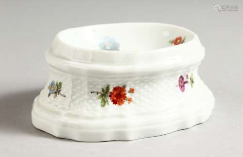 AN 18TH CENTURY VIENNA SALT BASKET painted with flowers.