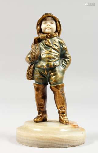 GEORGES OMERTH (FRENCH - ACTIVE CIRCA. 1895-1925) A GILT BRONZE AND IVORY FIGURE, 