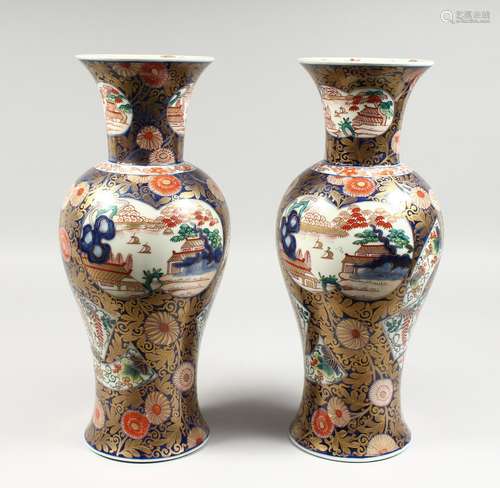 A VERY GOOD PAIR OF SAMSON OF PARIS IMARI PATTERN VASES, rich colours, in gilt, reds and blues.