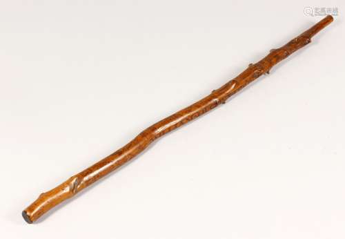 FOLK ART, AN 18TH CENTURY WALKING STICK, incised with the owners name WILLIAM HUGHES, FORD, BUCKS