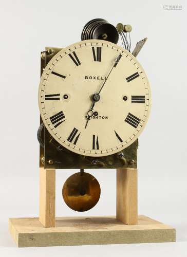 A GOOD 19TH CENTURY DOUBLE VERGE MUSICAL CLOCK MOVEMENT by BOXELL. BRIGHTON, circular painted