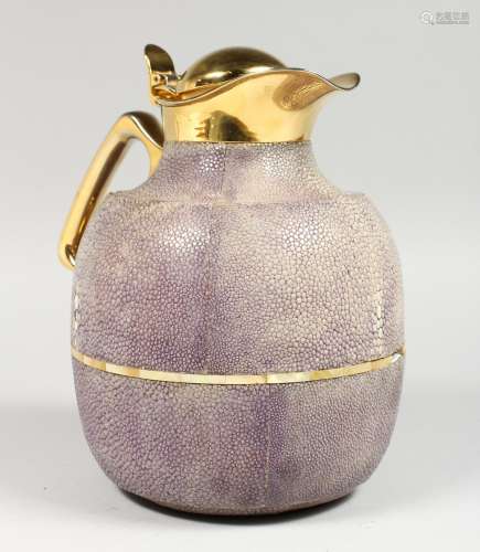 A SHAGREEN THERMOS FLASK.