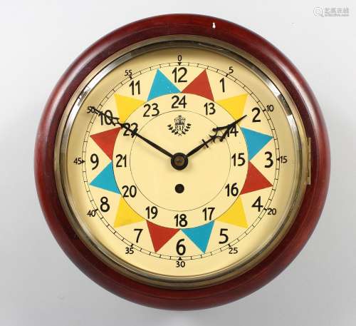 AN RAF STYLE SECTOR WALL CLOCK with fusee movement. 13ins diameter.