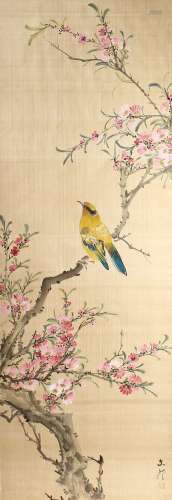 THREE CHINESE WATERCOLOUR SCROLLS, flowers and birds.