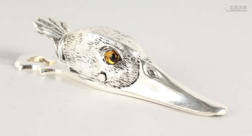 A PLATED LETTER CLIP modelled as a duck's head.