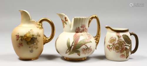 A FINE ROYAL WORCESTER IVORY CREAM JUG, painted with wisteria, circa. 1888, a Royal Worcester