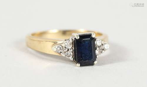 AN 18CT GOLD, SAPPHIRE AND DIAMOND RING.