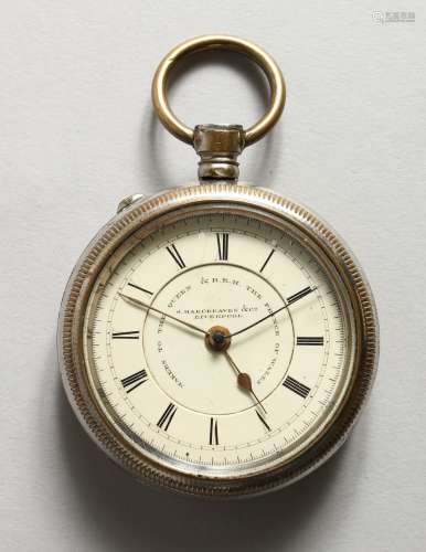 A GOOD RAILWAY POCKET WATCH, Makers to the Queen HARGREAVES, LIVERPOOL.