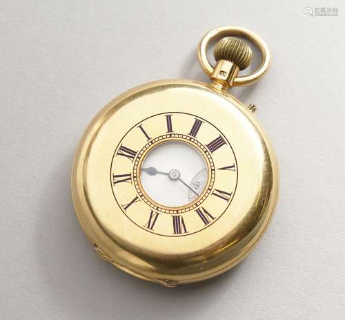 A GENTLEMAN'S 18CT GOLD HALF HUNTER POCKET WATCH by C D LINDSAY, LONDON, No. 28311, with blue