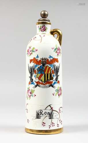 A SAMSON OF PARIS ARMORIAL WINE BOTTLE AND STOPPER. signed RON.