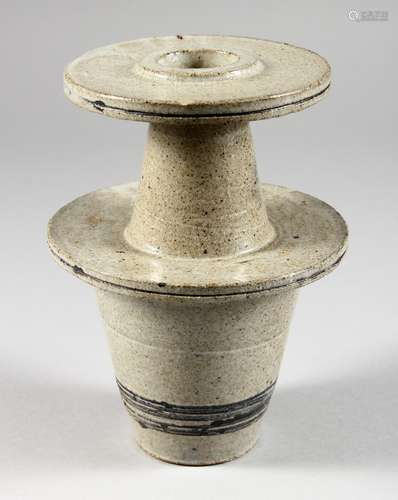 AN ART POTTERY TWO-TIER VASE. 7ins high.