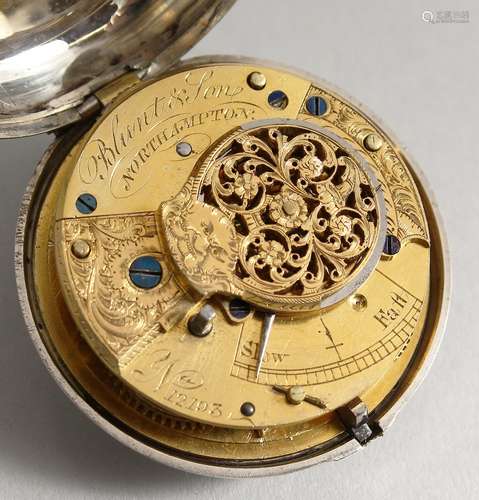 A GEORGE III SILVER VERGE POCKET WATCH, 1792 by BLUNT & SON, NORTHAMPTON.