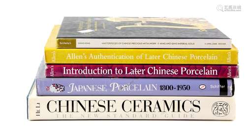 Five reference books on Chinese and Japanese Ceramics or Works of Art, comprising: 'Allen's