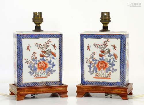 A pair of Imari style opium pillows; each one decorated with Natural History designs and fitted