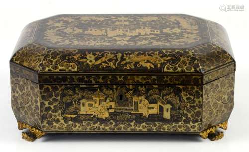 A Cantonese games or sewing box of typical octagonal form; 32 cm wide, Qing DynastyProvenance: The