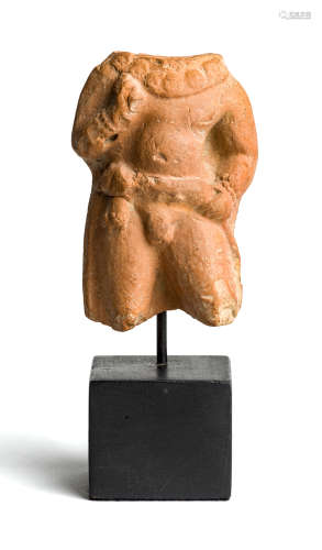 A TERRACOTTA MALE TORSO, KUSHAN OR GUPTA, CENTRAL INDIA, 3RD-5TH CENTURY