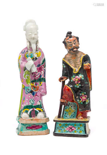 TWO CHINESE FAMILLE-ROSE FIGURES, 18TH CENTURY