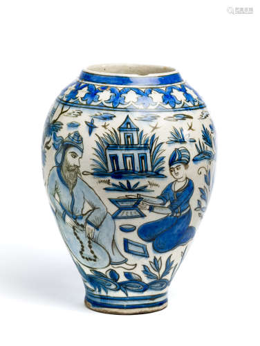 A QAJAR BLUE AND WHITE VASE, PERSIA 19TH CENTURY