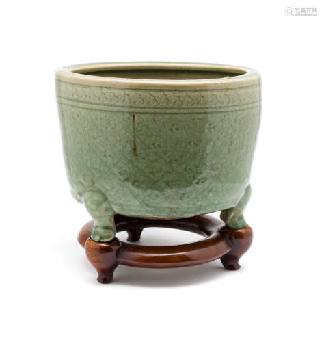 A CHINESE LONGQUAN CELADON CENSER, YUAN DYNASTY (1279-1368)