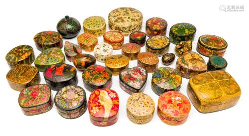 A COLLECTION OF SMALL LACQUER BOXES, MOSTLY KASHMIR, 20TH CENTURY