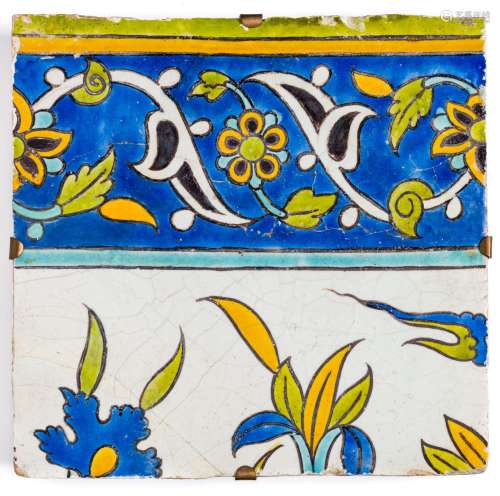 A SAFAVID CUERDA SECA TILE, PERSIA, 17TH CENTURY