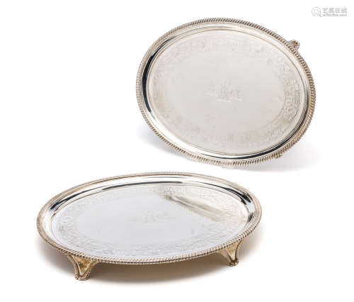 A PAIR OF GEORGE III SILVER SALVERS, WILLIAM BENNETT, LONDON, 1807