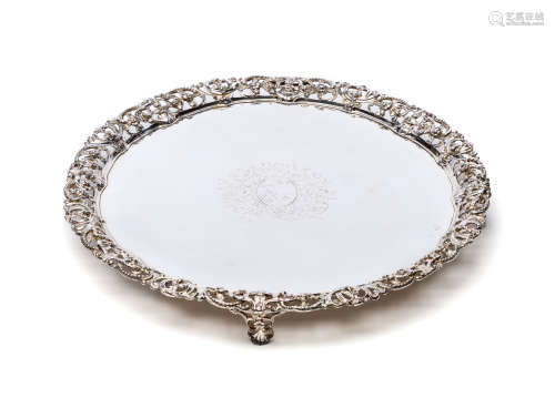 A GEORGE III SILVER SALVER, PROBABLY LEWIS HERNE, LONDON 1766